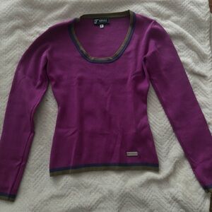 Versace Fuchsia Knit Top with Multi-Trim Detail
